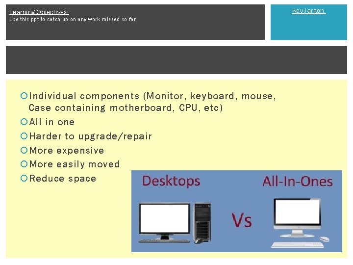 Learning Objectives: Use this ppt to catch up on any work missed so far