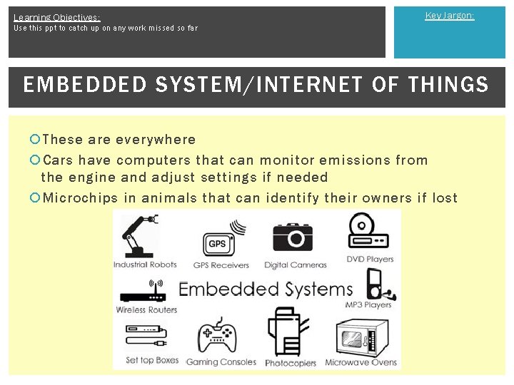 Learning Objectives: Key Jargon: Use this ppt to catch up on any work missed