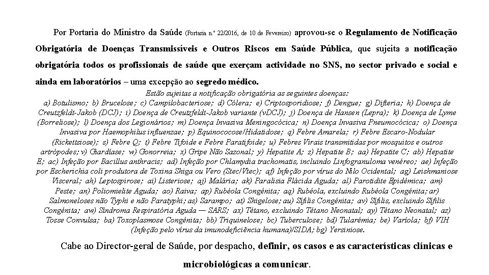 Por Portaria do Ministro da Saúde (Portaria n. º 22/2016, de 10 de Fevereiro)