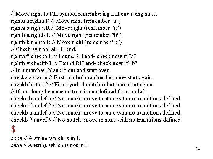// Move right to RH symbol remembering LH one using state. righta a righta
