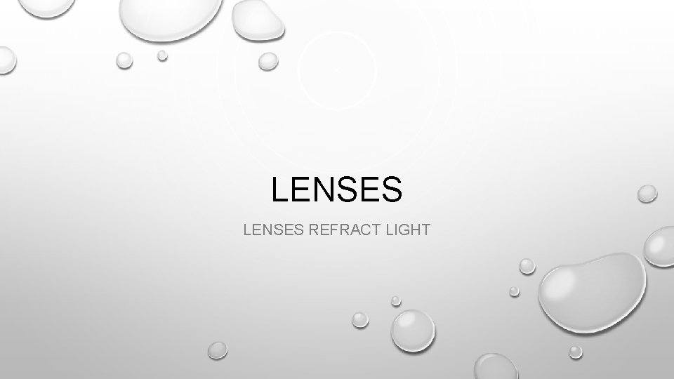 LENSES REFRACT LIGHT  LENSES REFRACT LIGHT