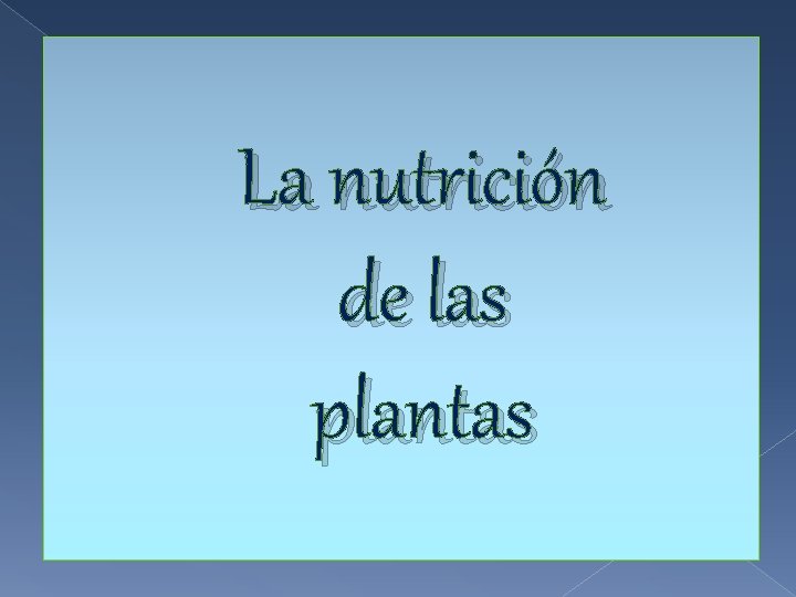 La nutrición de las plantas 
