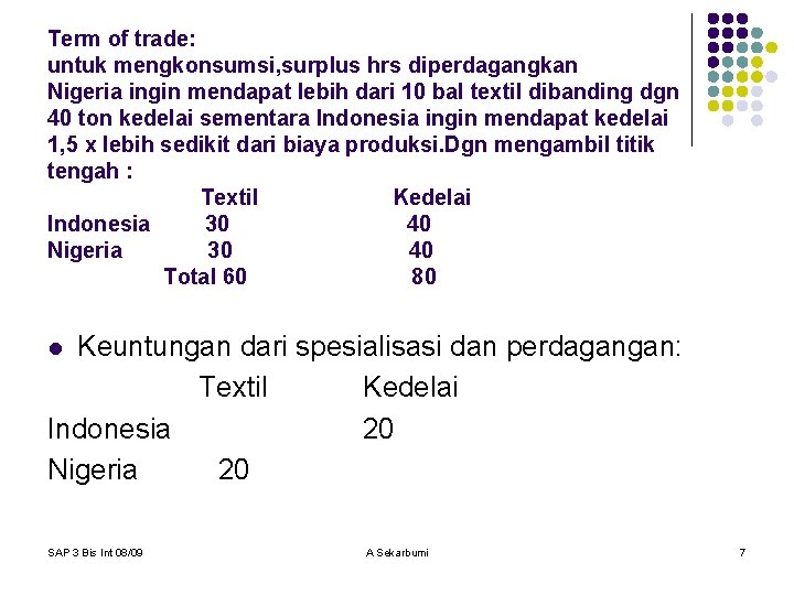 Term of trade: untuk mengkonsumsi, surplus hrs diperdagangkan Nigeria ingin mendapat lebih dari 10