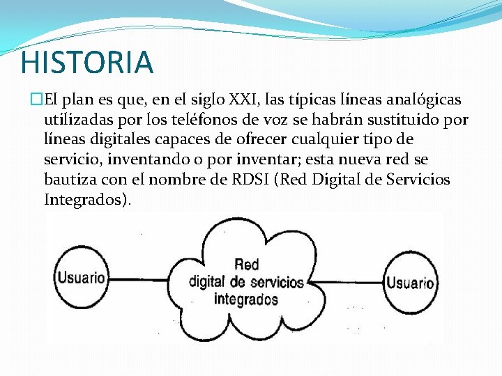 HISTORIA �El plan es que, en el siglo XXI, las típicas líneas analógicas utilizadas