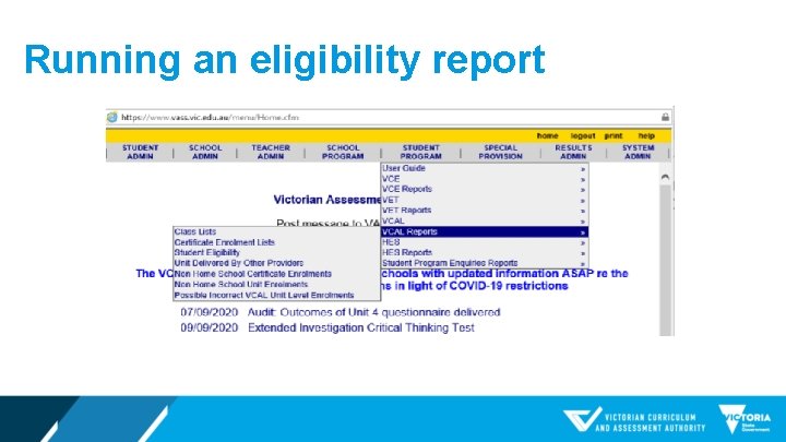 Running an eligibility report 