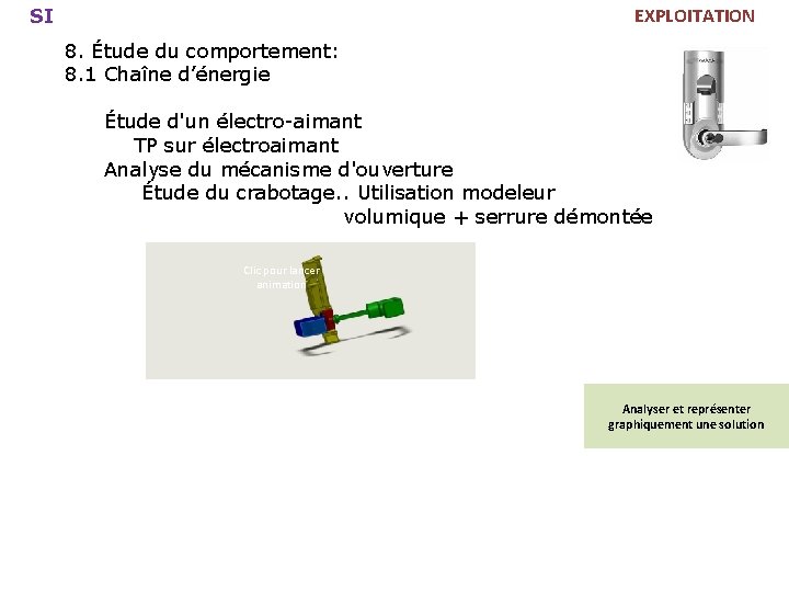 EXPLOITATION SI 8. Étude du comportement: 8. 1 Chaîne d’énergie Étude d'un électro-aimant TP