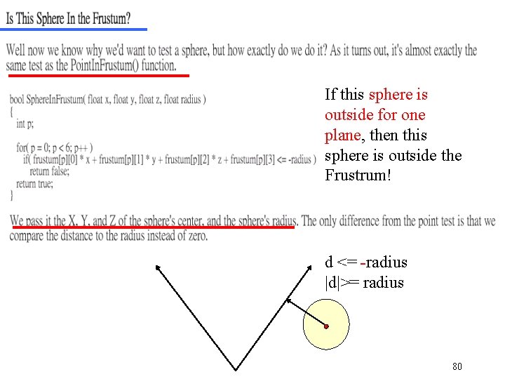 If this sphere is outside for one plane, then this sphere is outside the