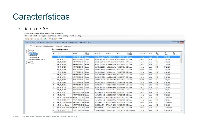 Características • Datos de AP © 2017 Cisco and/or its affiliates. All rights reserved.