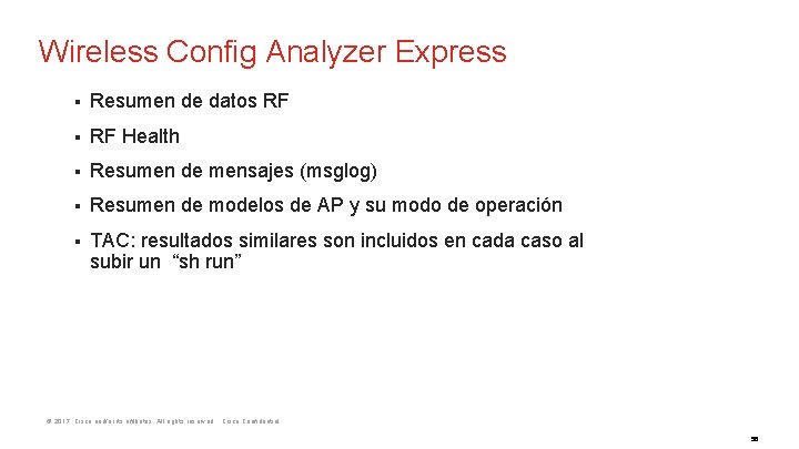 Wireless Config Analyzer Express § Resumen de datos RF § RF Health § Resumen