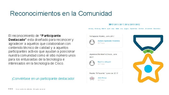 Reconocimientos en la Comunidad El reconocimiento de “Participante Destacado” esta diseñado para reconocer y