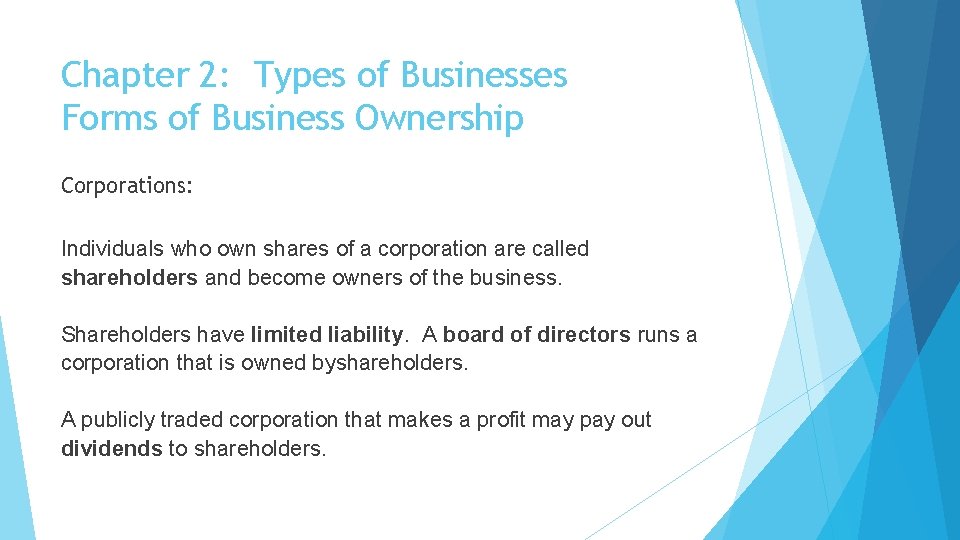 Unit 1 Business Fundamentals Chapter 2 Types of