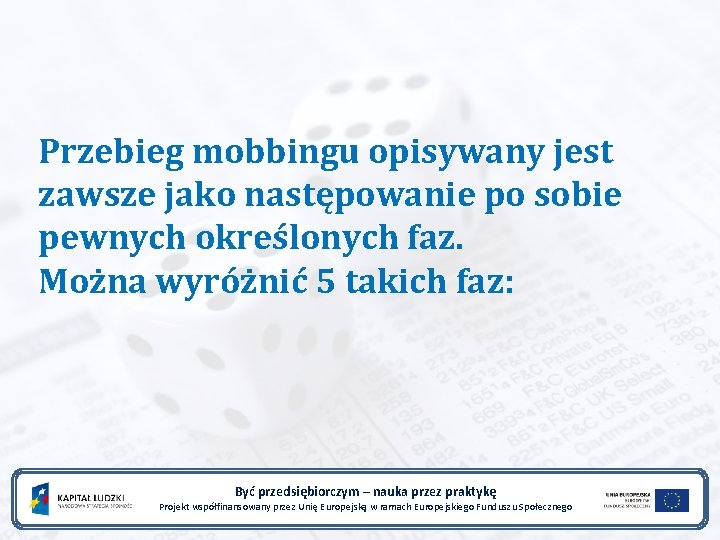 Przebieg mobbingu opisywany jest zawsze jako następowanie po sobie pewnych określonych faz. Można wyróżnić