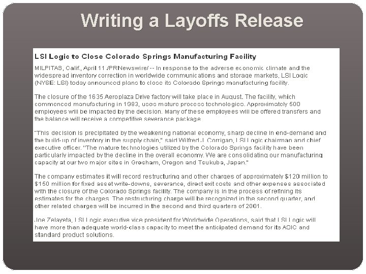 Writing a Layoffs Release 