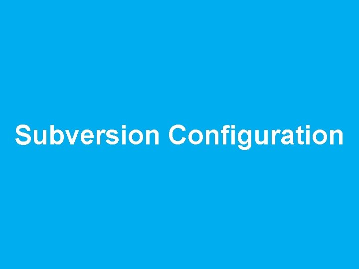 Subversion Configuration 