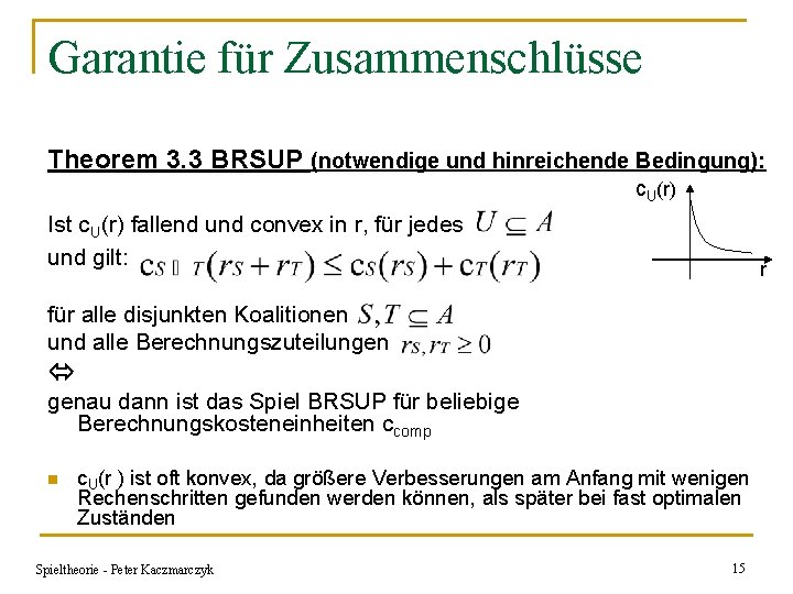 Garantie für Zusammenschlüsse Theorem 3. 3 BRSUP (notwendige und hinreichende Bedingung): c. U(r) Ist