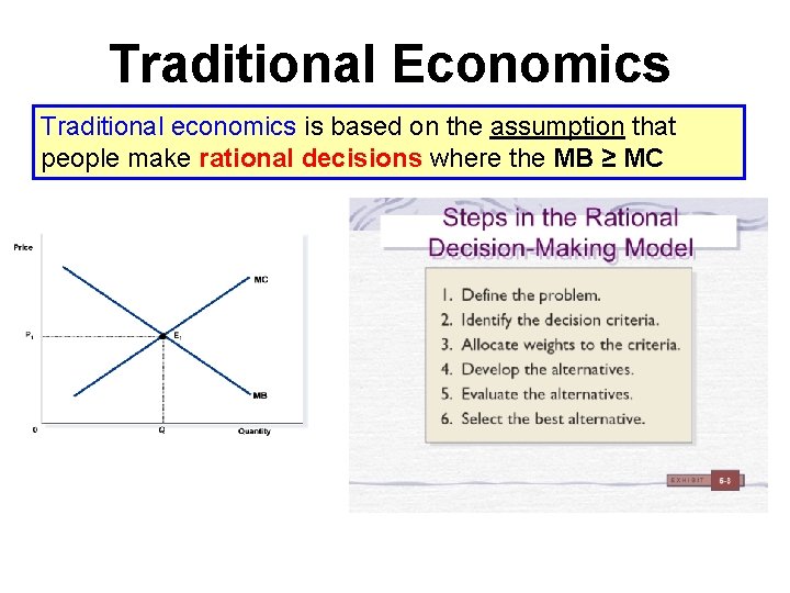 Traditional Economics Traditional economics is based on the assumption that people make rational decisions