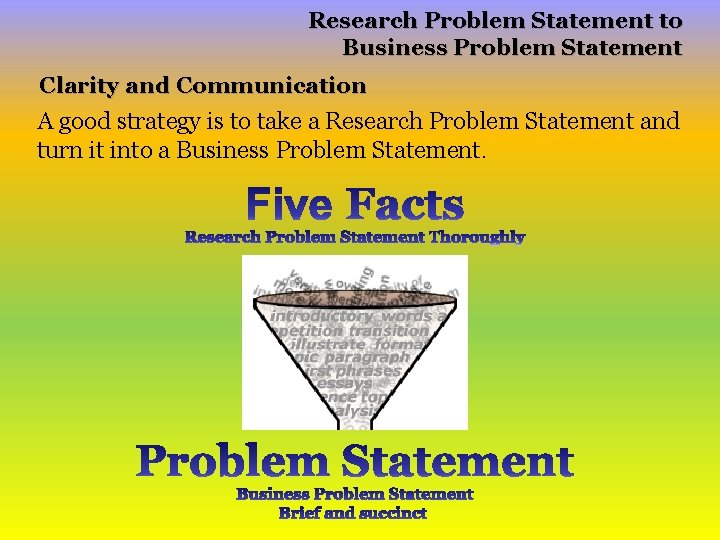 Research Problem Statement to Business Problem Statement Clarity and Communication A good strategy is