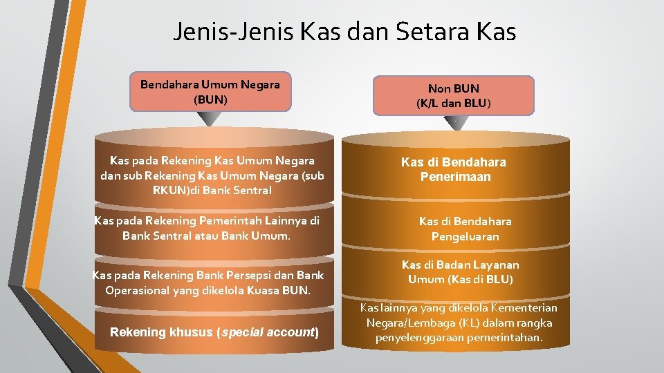 Jenis-Jenis Kas dan Setara Kas Bendahara Umum Negara (BUN) Non BUN (K/L dan BLU)