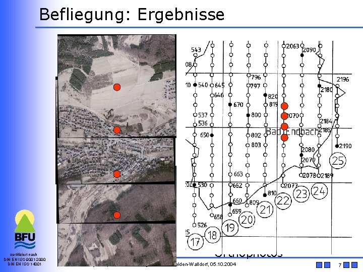 Befliegung: Ergebnisse n ca. 1200 Luftbilder, verteilt auf 37 N-Sverlaufende Streifen n Photogrammetrische Auswertung: