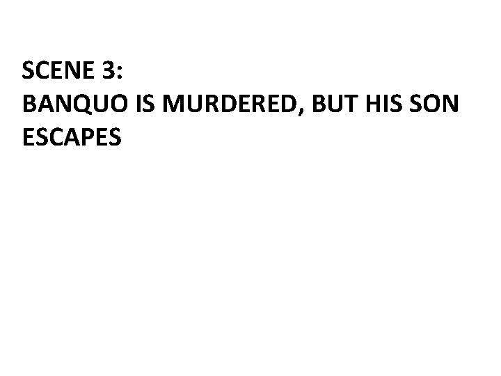 SCENE 3: BANQUO IS MURDERED, BUT HIS SON ESCAPES 