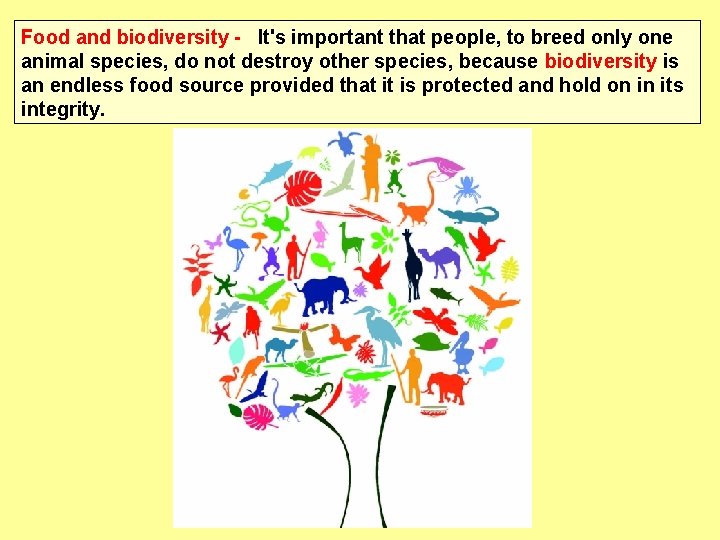 Food and biodiversity - It's important that people, to breed only one animal species,