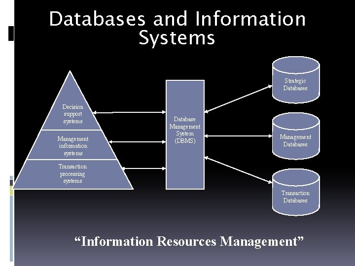 Databases and Information Systems Strategic Databases Decision support systems Management information systems Database Management