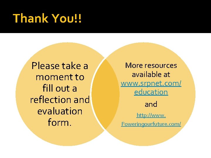 Thank You!! Please take a moment to fill out a reflection and evaluation form.