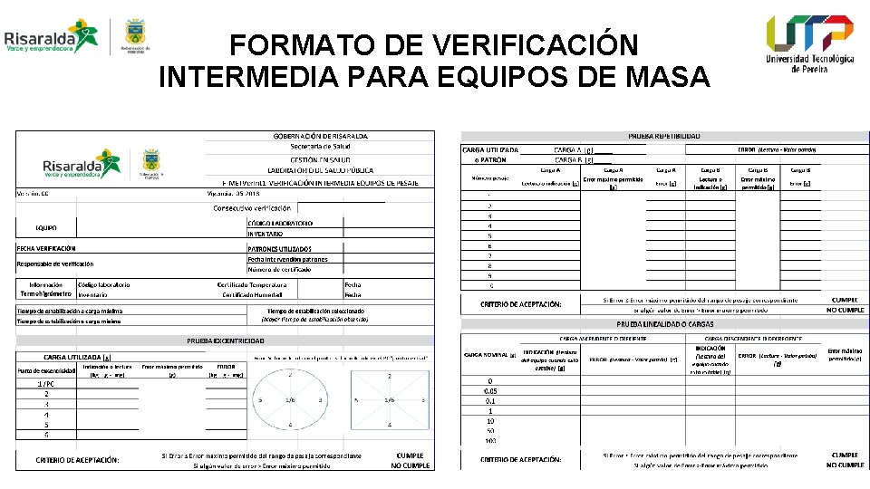 FORMATO DE VERIFICACIÓN INTERMEDIA PARA EQUIPOS DE MASA 