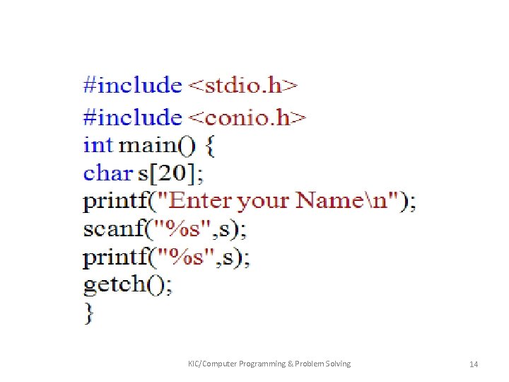 KIC/Computer Programming & Problem Solving 14 