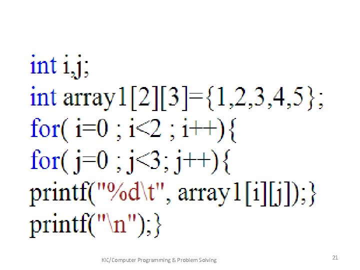 KIC/Computer Programming & Problem Solving 21 