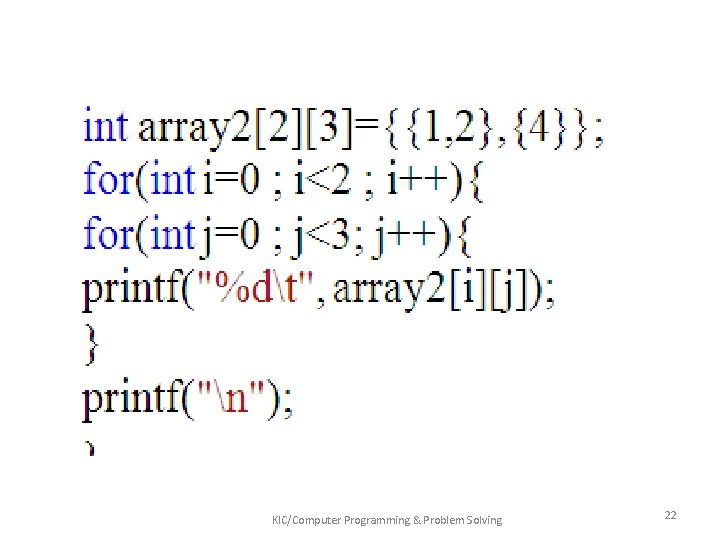 KIC/Computer Programming & Problem Solving 22 