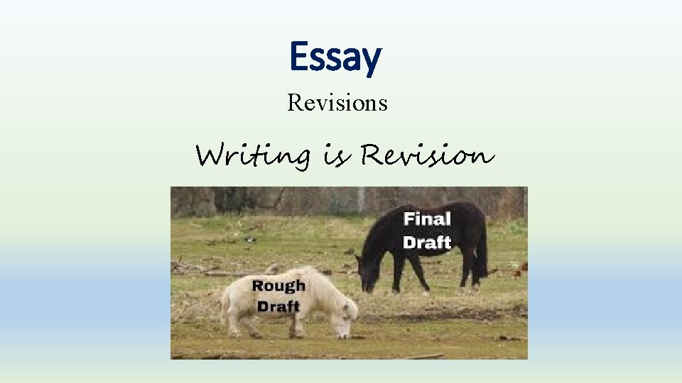 Essay Revisions Writing is Revision 