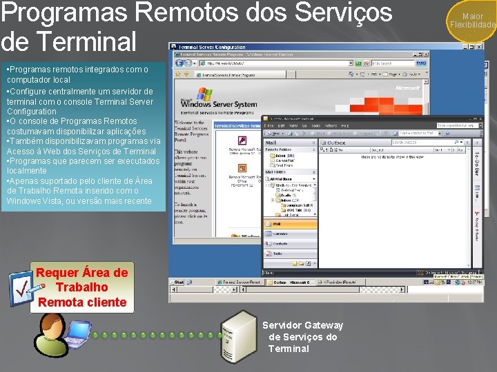 Programas Remotos dos Serviços de Terminal • Programas remotos integrados com o computador local
