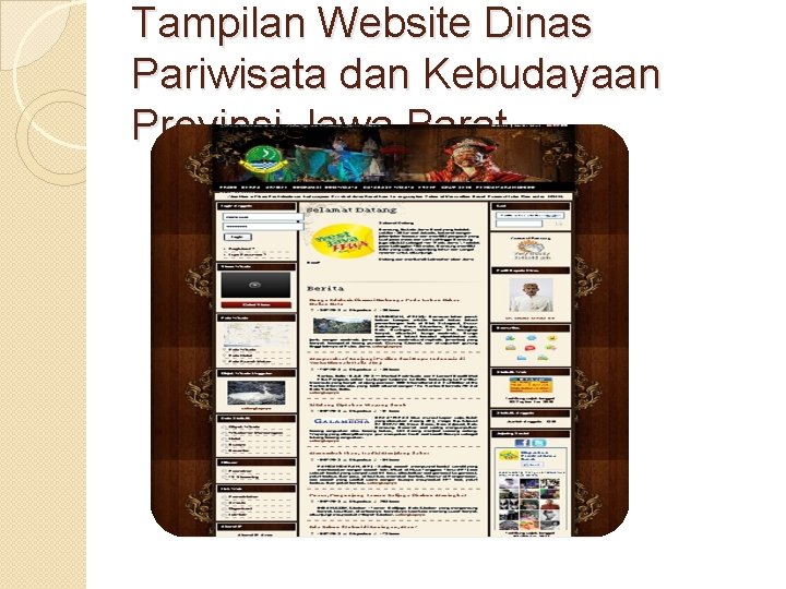 Tampilan Website Dinas Pariwisata dan Kebudayaan Provinsi Jawa Barat 