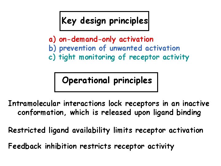 Key design principles a) on-demand-only activation b) prevention of unwanted activation c) tight monitoring
