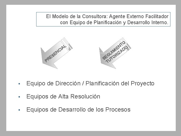 El Modelo de la Consultora: Agente Externo Facilitador con Equipo de Planificación y Desarrollo