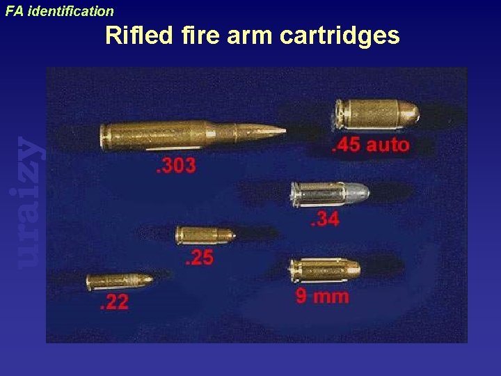 uraizy FA identification Rifled fire arm cartridges 