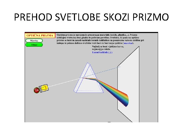 PREHOD SVETLOBE SKOZI PRIZMO 