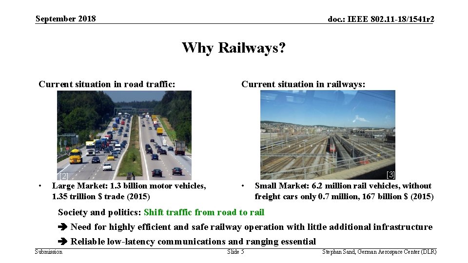 September 2018 doc. : IEEE 802. 11 -18/1541 r 2 Why Railways? Current situation