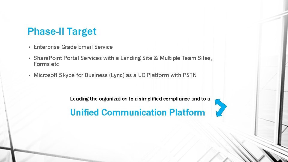 Phase-II Target • Enterprise Grade Email Service • Share. Point Portal Services with a