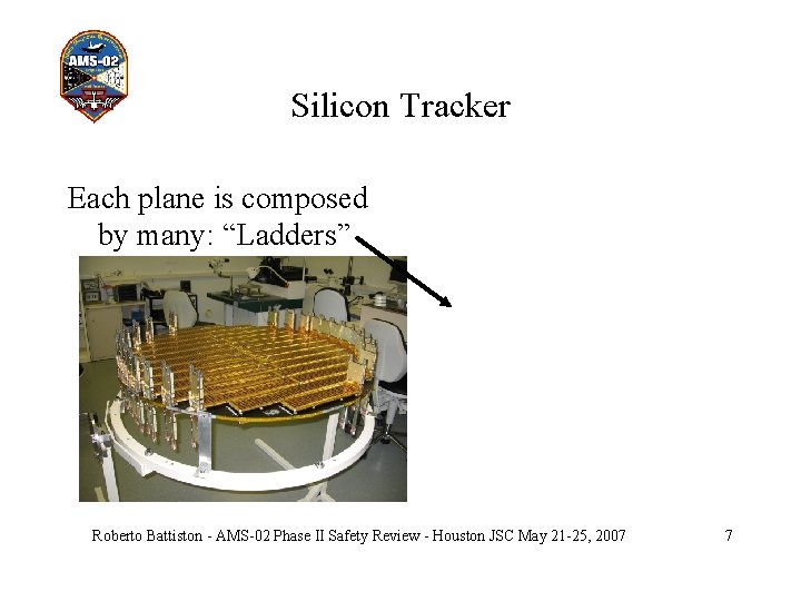 Silicon Tracker Each plane is composed by many: “Ladders” Roberto Battiston - AMS-02 Phase