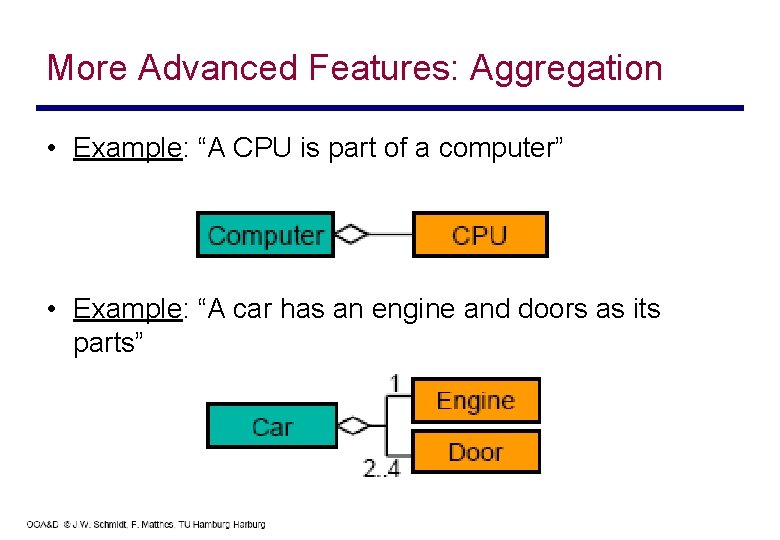 More Advanced Features: Aggregation • Example: “A CPU is part of a computer” •