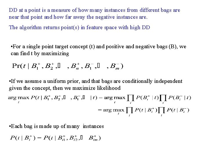 DD at a point is a measure of how many instances from different bags