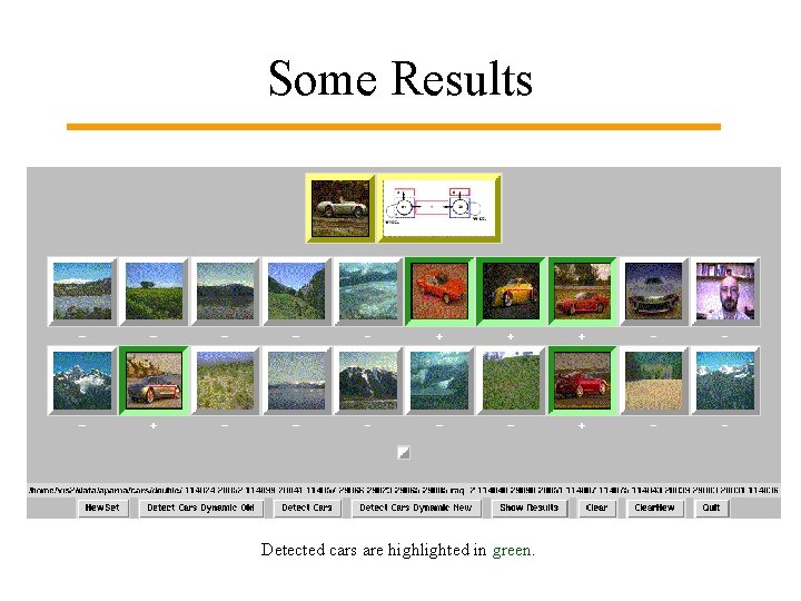 Some Results Detected cars are highlighted in green. 