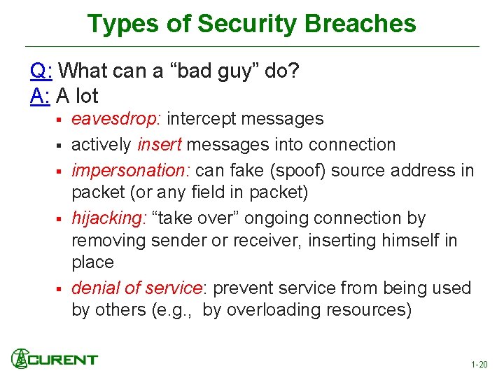 Types of Security Breaches Q: What can a “bad guy” do? A: A lot