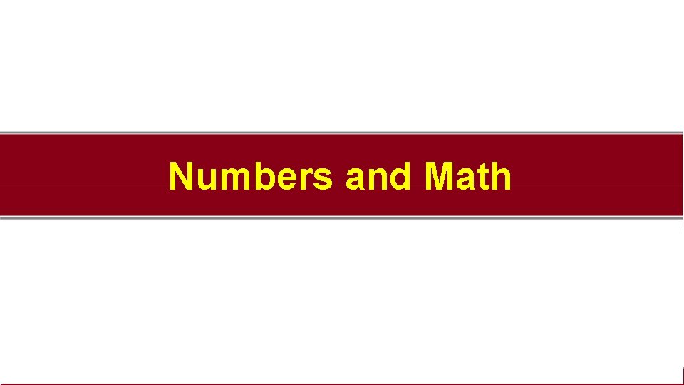 Numbers and Math 