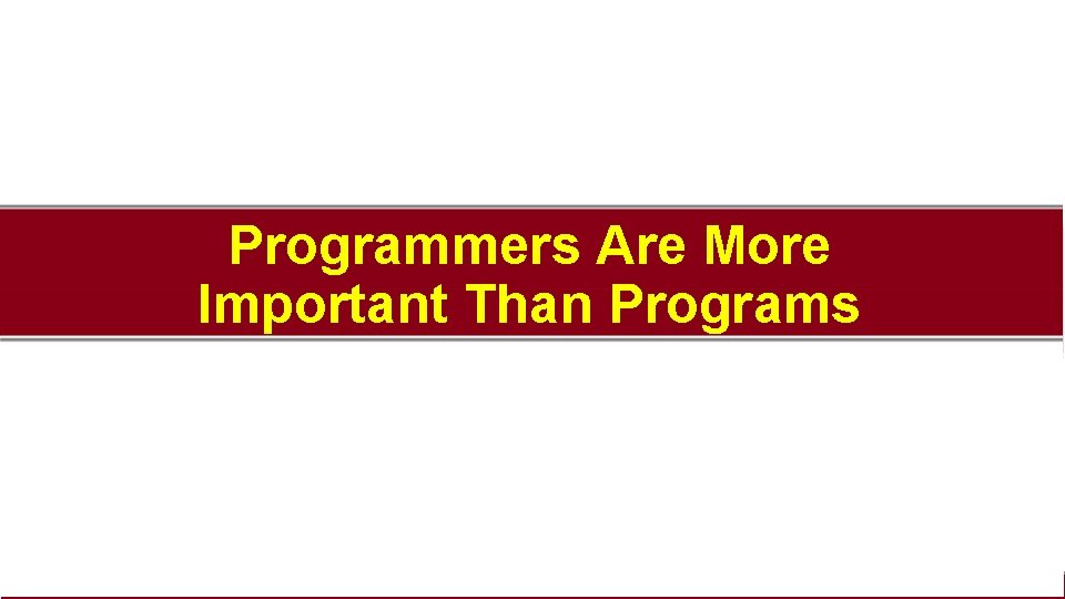 Programmers Are More Important Than Programs 