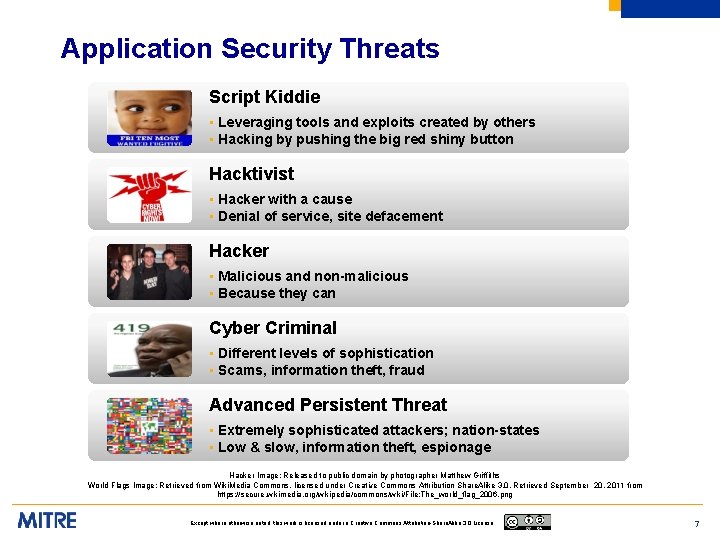 Application Security Threats Script Kiddie • Leveraging tools and exploits created by others •