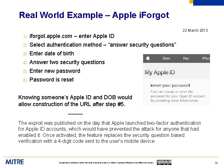 Real World Example – Apple i. Forgot 22 March 2013 1) iforgot. apple. com