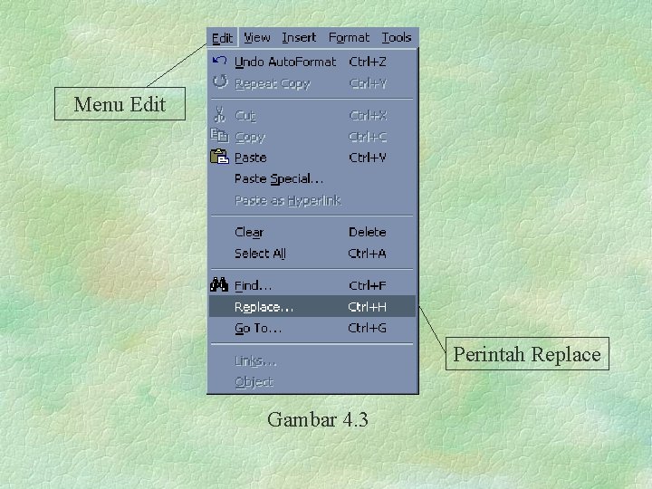 Menu Edit Perintah Replace Gambar 4. 3 